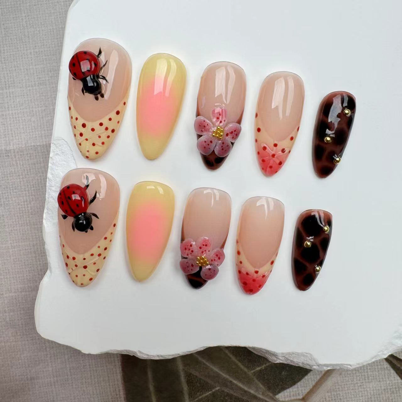 3D Nails/custom press on nails/party press on nails/Flakes for nails/wedding nails gift/Japanese nails/Long nails/Almond nails