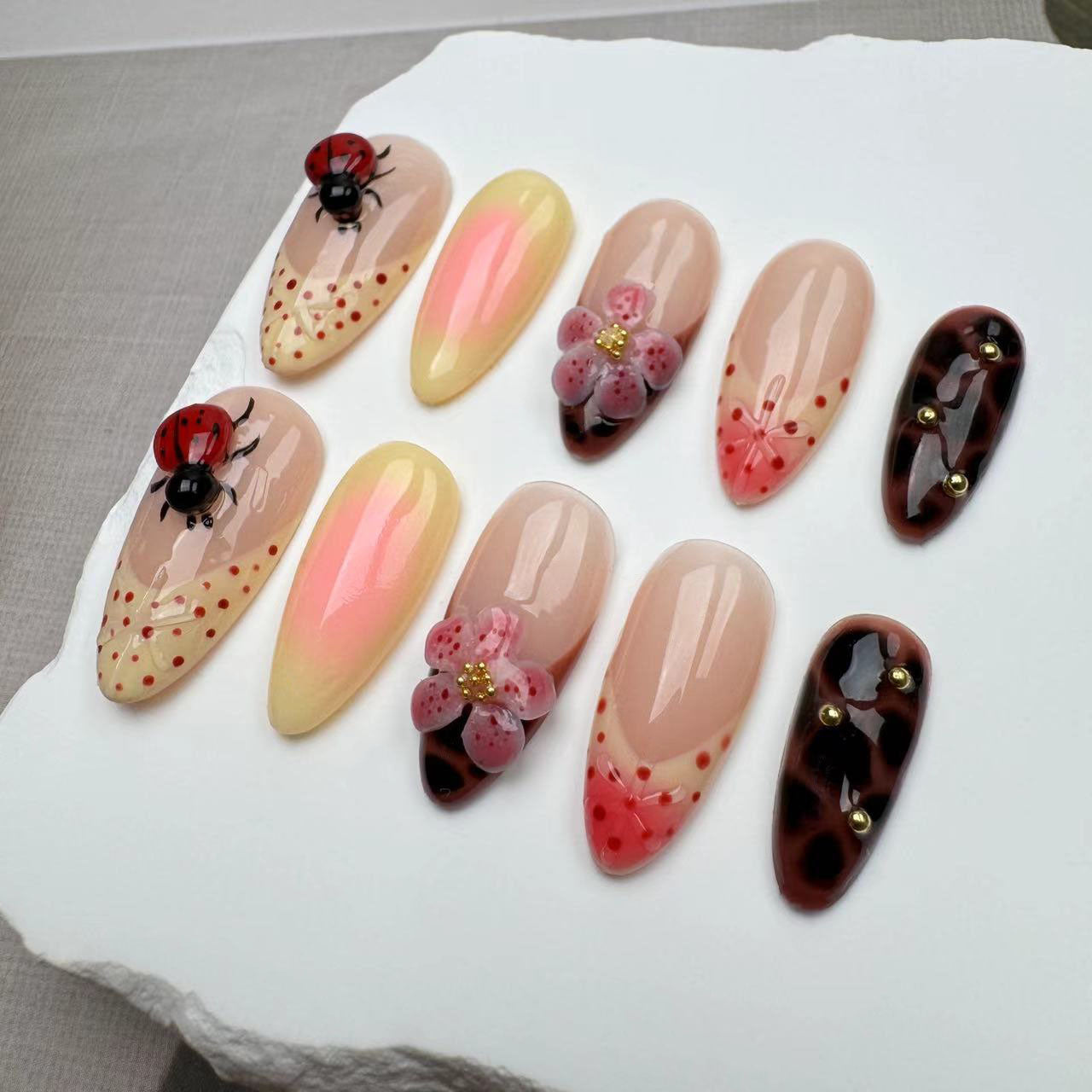 3D Nails/custom press on nails/party press on nails/Flakes for nails/wedding nails gift/Japanese nails/Long nails/Almond nails