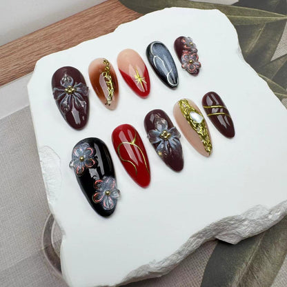 3D Nails/custom press on nails/party press on nails/Flakes for nails/wedding nails gift/Japanese nails/Long nails/Almond nails