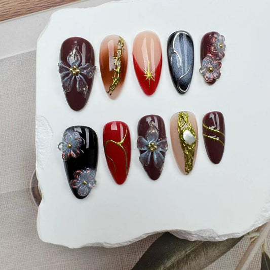 3D Nails/custom press on nails/party press on nails/Flakes for nails/wedding nails gift/Japanese nails/Long nails/Almond nails