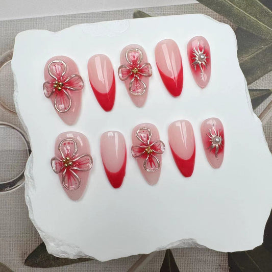 3D Nails/custom press on nails/party press on nails/Flakes for nails/wedding nails gift/Japanese nails/Long nails/Almond nails