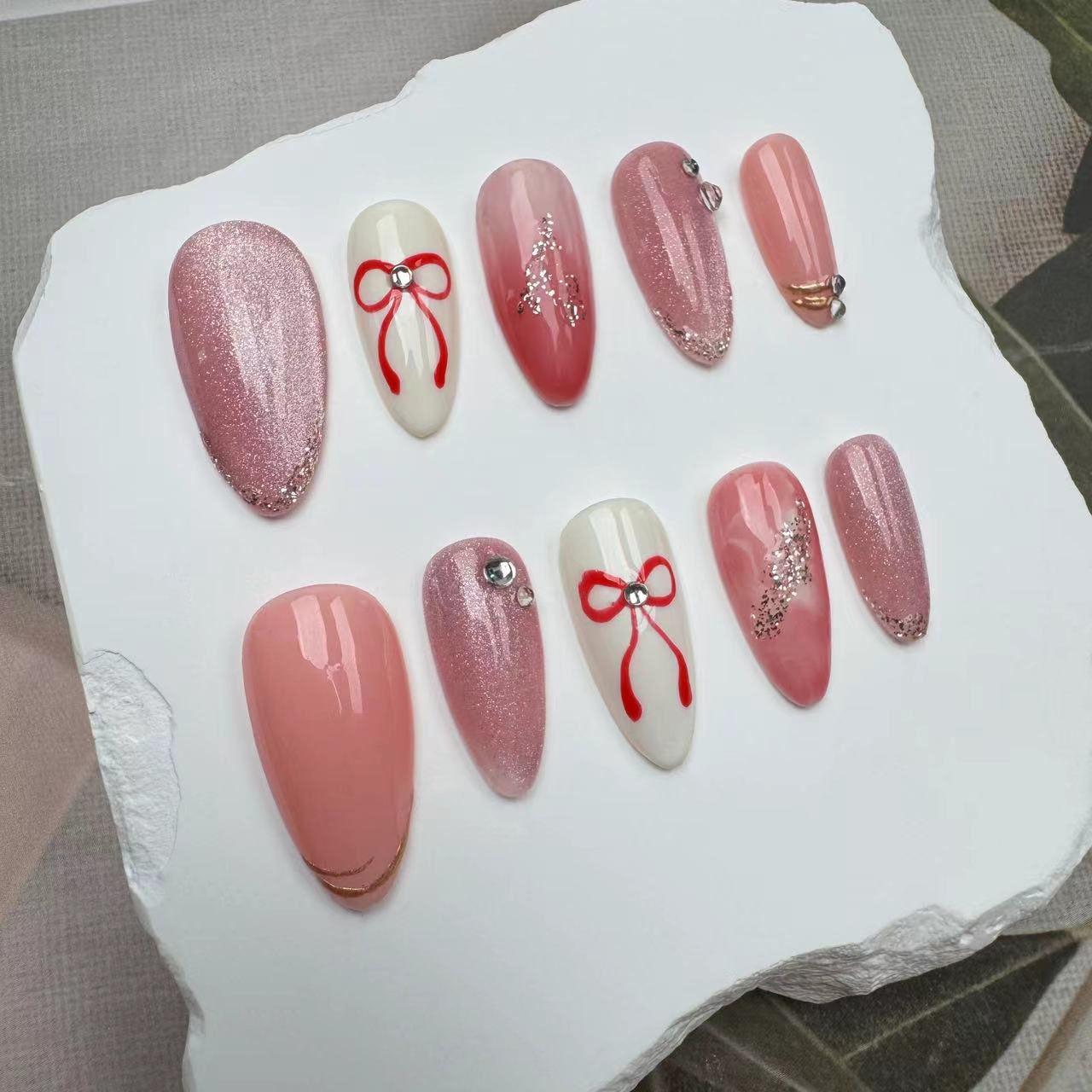Handmade Nails/custom press on nails/party press on nails/Flakes for nails/wedding nails gift/Japanese nails/Long nails/Almond nails