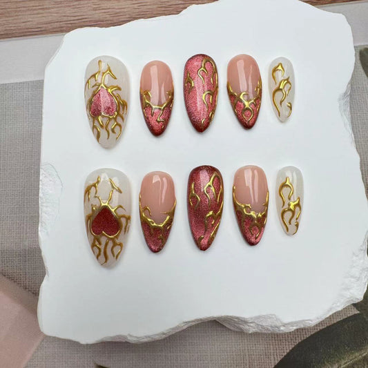 Handmade Nails/custom press on nails/party press on nails/Flakes for nails/wedding nails gift/Japanese nails/Long nails/Almond nails