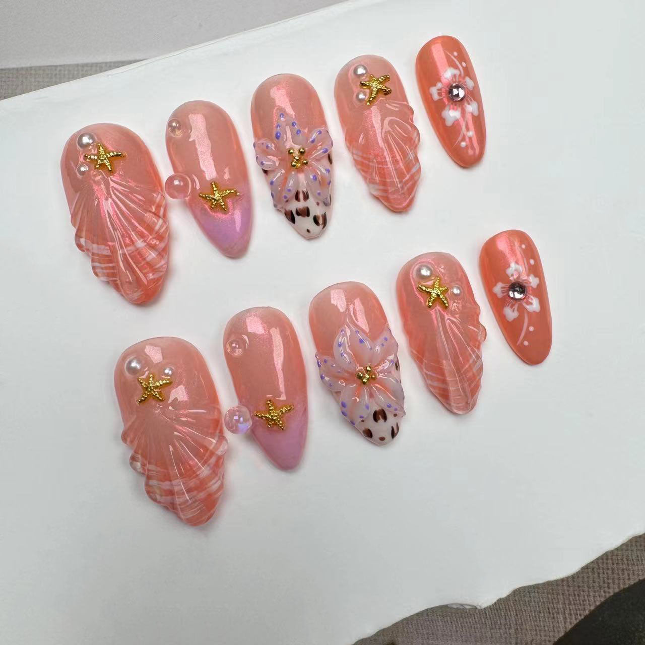 3D Nails/custom press on nails/party press on nails/Flakes for nails/wedding nails gift/Japanese nails/Long nails/Almond nails