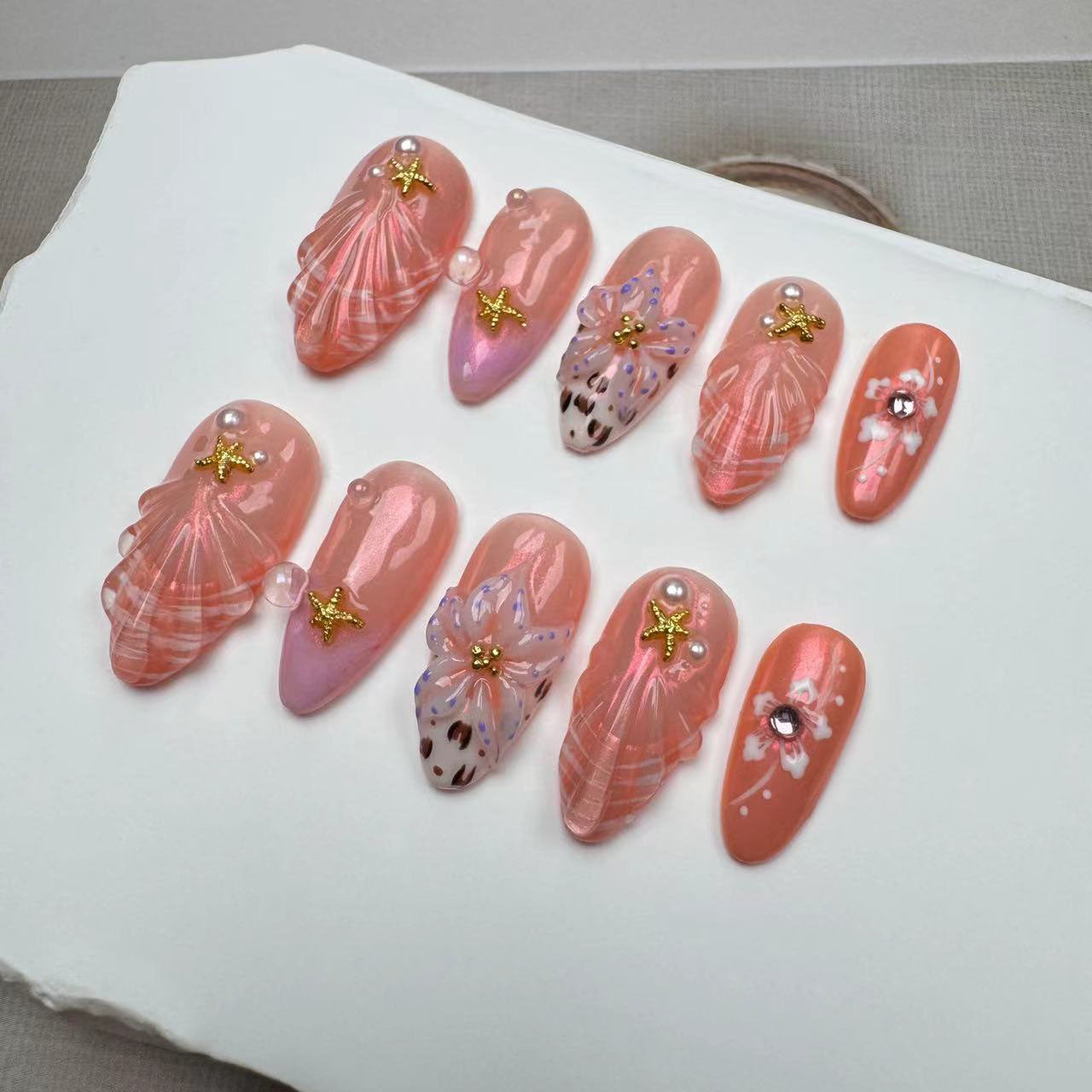 3D Nails/custom press on nails/party press on nails/Flakes for nails/wedding nails gift/Japanese nails/Long nails/Almond nails
