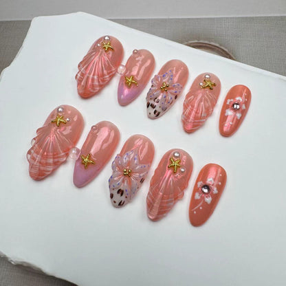 3D Nails/custom press on nails/party press on nails/Flakes for nails/wedding nails gift/Japanese nails/Long nails/Almond nails