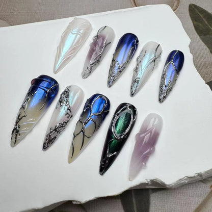 Handmade Nails/custom press on nails/party press on nails/Flakes for nails/wedding nails gift/Japanese nails/Long nails/Almond nails