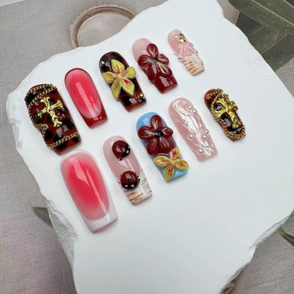 3D Nails/custom press on nails/party press on nails/Flakes for nails/wedding nails gift/Japanese nails/Long nails/Almond nails