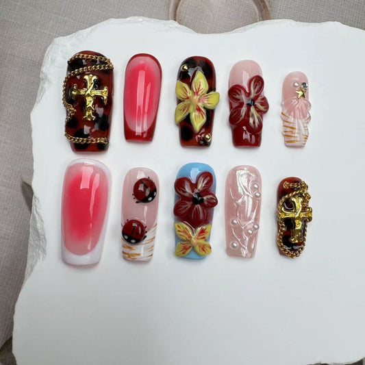 3D Nails/custom press on nails/party press on nails/Flakes for nails/wedding nails gift/Japanese nails/Long nails/Almond nails