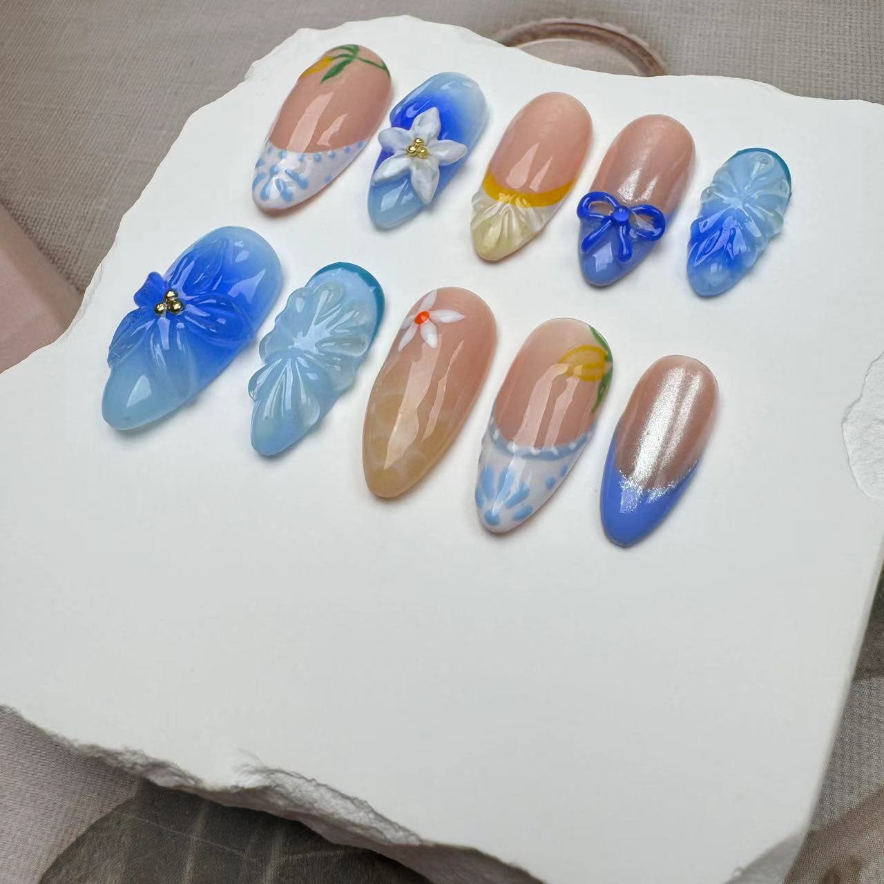 3D Nails/custom press on nails/party press on nails/Flakes for nails/wedding nails gift/Japanese nails/Long nails/Almond nails