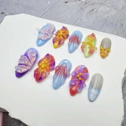 3D Nails/custom press on nails/party press on nails/Flakes for nails/wedding nails gift/Japanese nails/Long nails/Almond nails