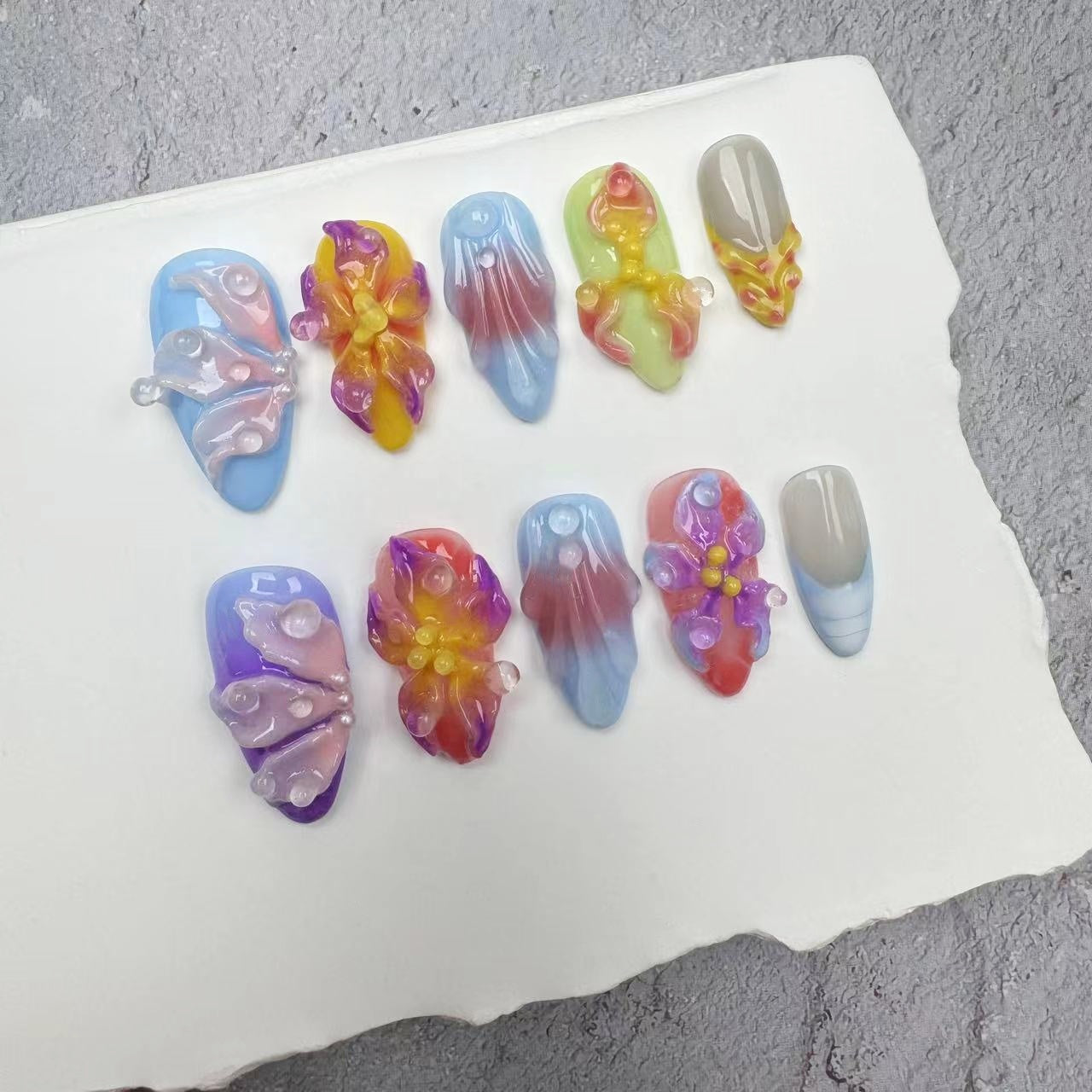 3D Nails/custom press on nails/party press on nails/Flakes for nails/wedding nails gift/Japanese nails/Long nails/Almond nails