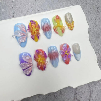 3D Nails/custom press on nails/party press on nails/Flakes for nails/wedding nails gift/Japanese nails/Long nails/Almond nails