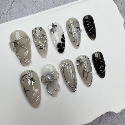 3D Nails/custom press on nails/party press on nails/Flakes for nails/wedding nails gift/Japanese nails/Long nails/Almond nails