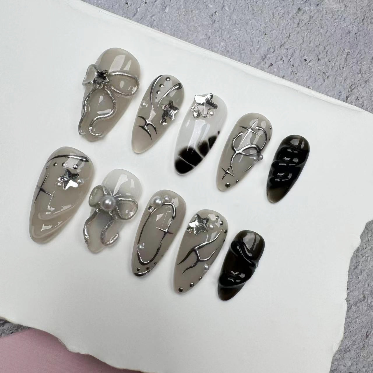 3D Nails/custom press on nails/party press on nails/Flakes for nails/wedding nails gift/Japanese nails/Long nails/Almond nails