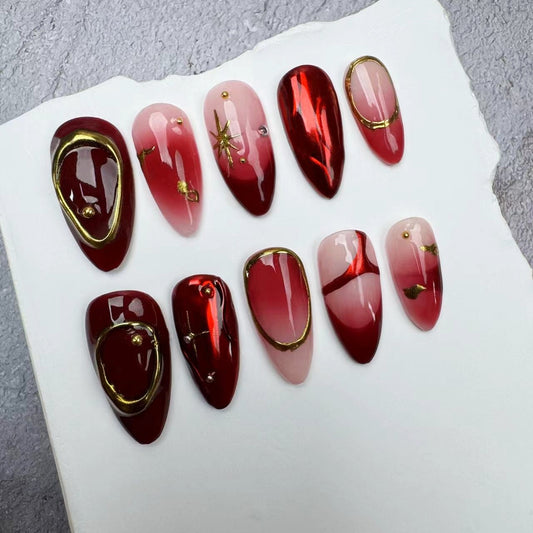 Handmade Nails/custom press on nails/party press on nails/Flakes for nails/wedding nails gift/Japanese nails/Long nails/Almond nails