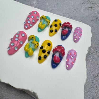 3D Nails/custom press on nails/party press on nails/Flakes for nails/wedding nails gift/Japanese nails/Long nails/Almond nails