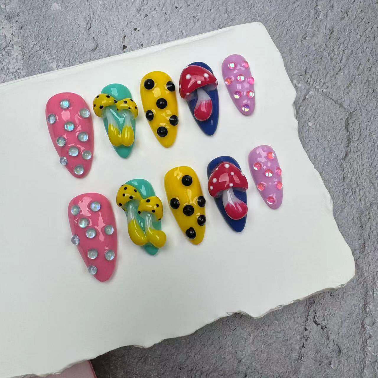 3D Nails/custom press on nails/party press on nails/Flakes for nails/wedding nails gift/Japanese nails/Long nails/Almond nails