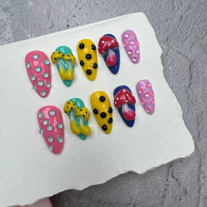 3D Nails/custom press on nails/party press on nails/Flakes for nails/wedding nails gift/Japanese nails/Long nails/Almond nails
