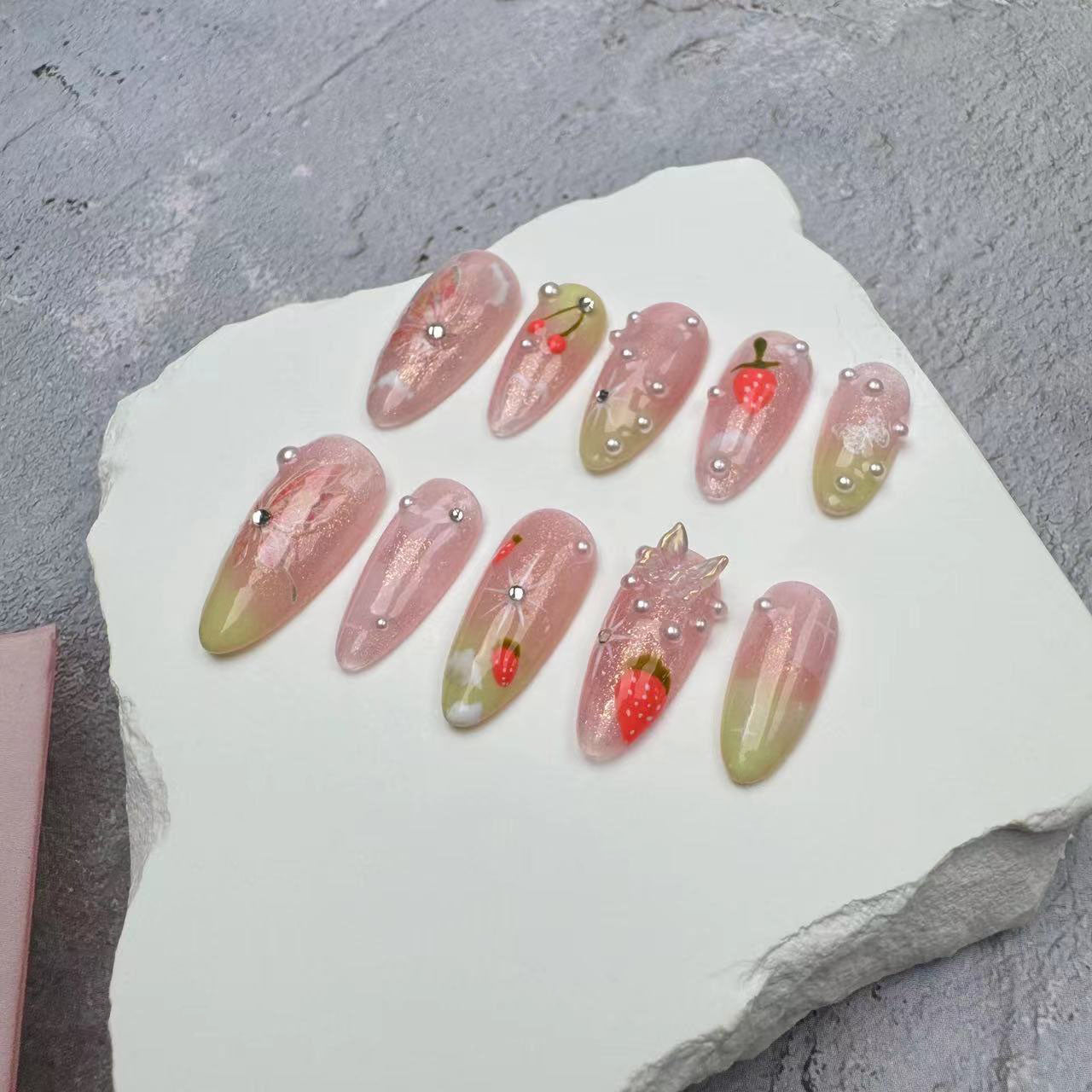3D Nails/custom press on nails/party press on nails/Flakes for nails/wedding nails gift/Japanese nails/Long nails/Almond nails