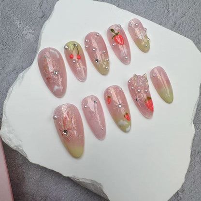 3D Nails/custom press on nails/party press on nails/Flakes for nails/wedding nails gift/Japanese nails/Long nails/Almond nails