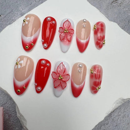 3D Nails/custom press on nails/party press on nails/Flakes for nails/wedding nails gift/Japanese nails/Long nails/Almond nails