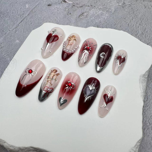 Handmade Nails/custom press on nails/party press on nails/Flakes for nails/wedding nails gift/Japanese nails/Long nails/Almond nails