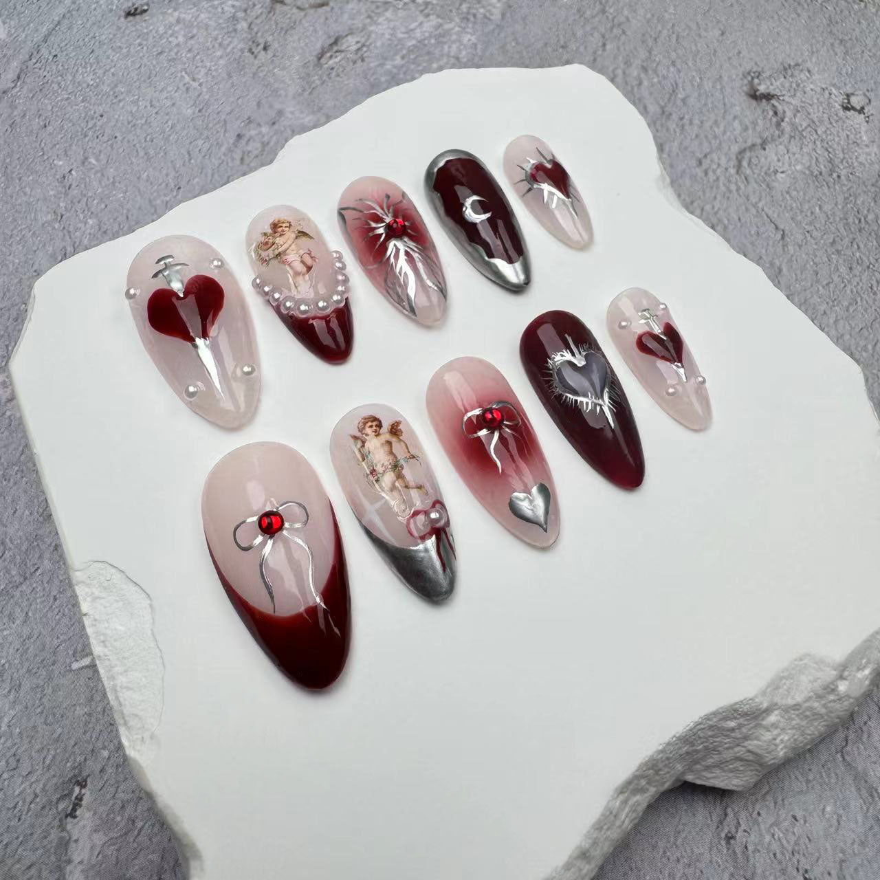Handmade Nails/custom press on nails/party press on nails/Flakes for nails/wedding nails gift/Japanese nails/Long nails/Almond nails