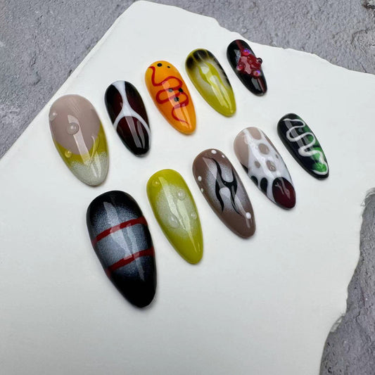 Handmade Nails/custom press on nails/party press on nails/Flakes for nails/wedding nails gift/Japanese nails/Long nails/Almond nails