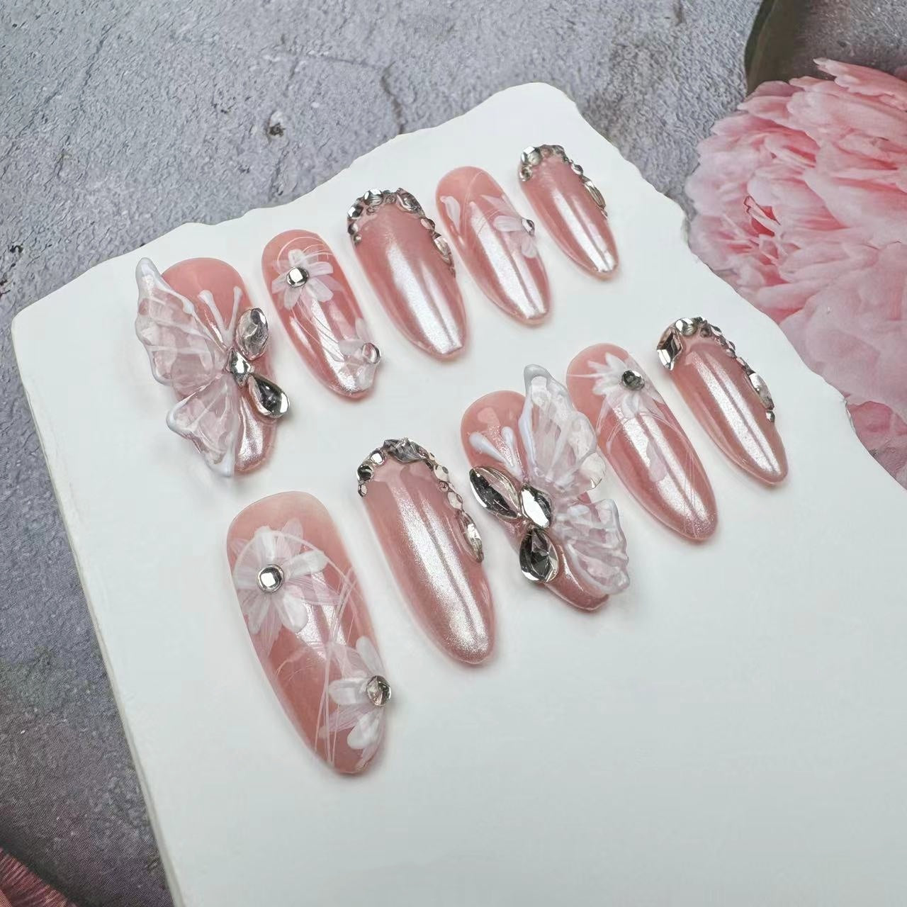 3D Nails/custom press on nails/party press on nails/Flakes for nails/wedding nails gift/Japanese nails/Long nails/Almond nails