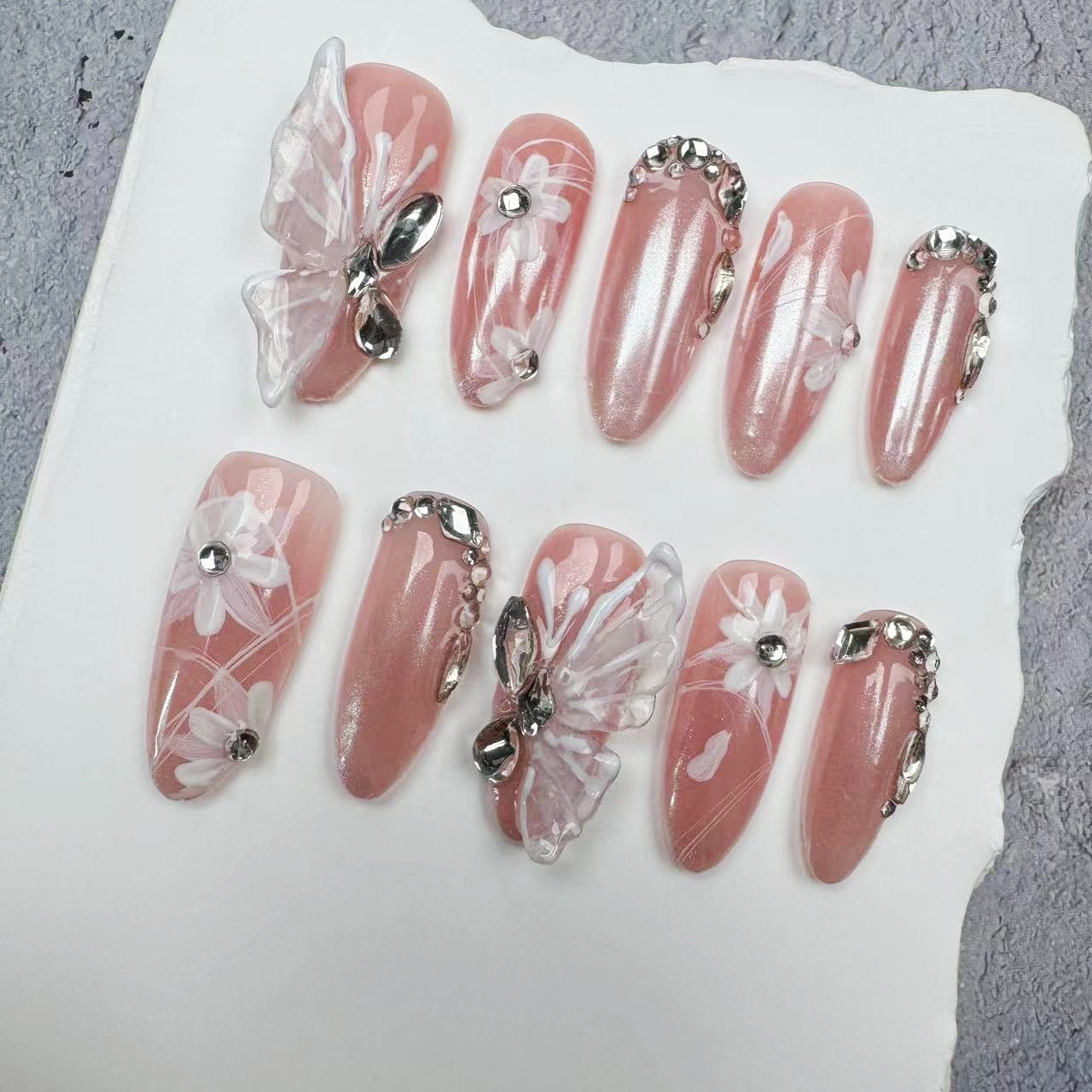 3D Nails/custom press on nails/party press on nails/Flakes for nails/wedding nails gift/Japanese nails/Long nails/Almond nails