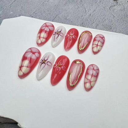 Handmade Nails/custom press on nails/party press on nails/Flakes for nails/wedding nails gift/Japanese nails/Long nails/Almond nails