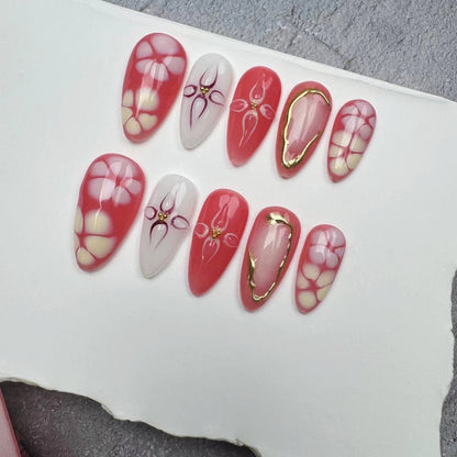 Handmade Nails/custom press on nails/party press on nails/Flakes for nails/wedding nails gift/Japanese nails/Long nails/Almond nails