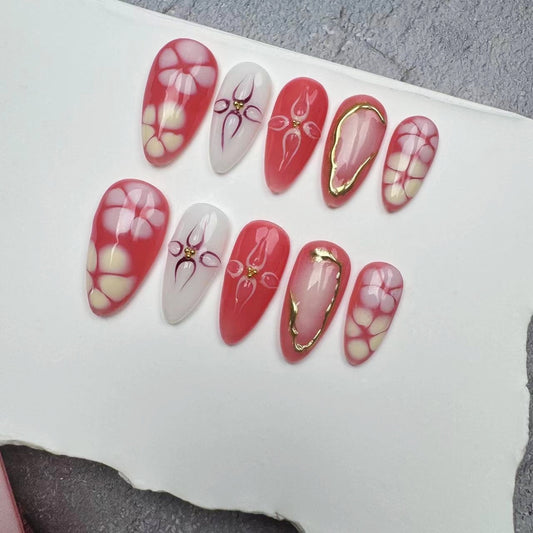 Handmade Nails/custom press on nails/party press on nails/Flakes for nails/wedding nails gift/Japanese nails/Long nails/Almond nails