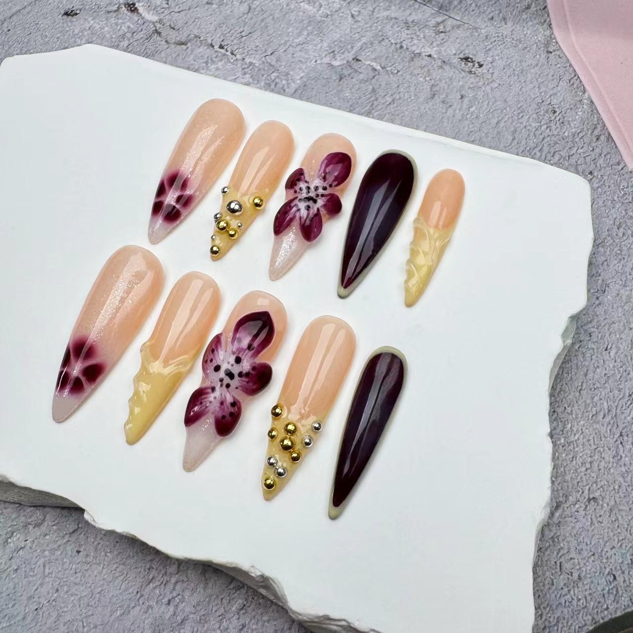 3D Nails/custom press on nails/party press on nails/Flakes for nails/wedding nails gift/Japanese nails/Long nails/Almond nails