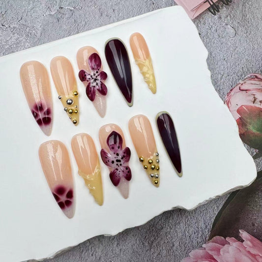 3D Nails/custom press on nails/party press on nails/Flakes for nails/wedding nails gift/Japanese nails/Long nails/Almond nails