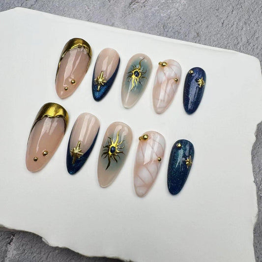 Handmade Nails/custom press on nails/party press on nails/Flakes for nails/wedding nails gift/Japanese nails/Long nails/Almond nails
