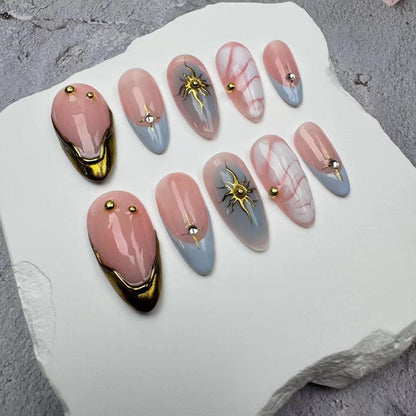Handmade Nails/custom press on nails/party press on nails/Flakes for nails/wedding nails gift/Japanese nails/Long nails/Almond nails