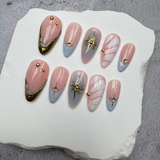 Handmade Nails/custom press on nails/party press on nails/Flakes for nails/wedding nails gift/Japanese nails/Long nails/Almond nails