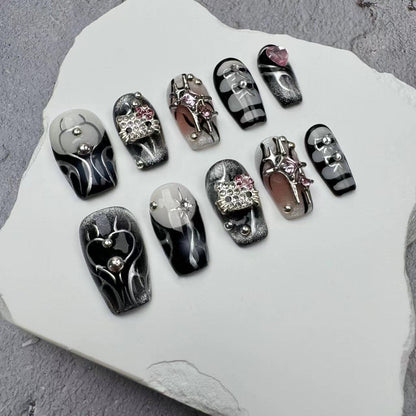 3D Nails/custom press on nails/party press on nails/Flakes for nails/wedding nails gift/Japanese nails/Long nails/Almond nails