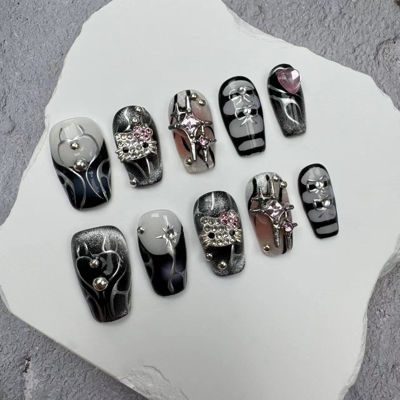 3D Nails/custom press on nails/party press on nails/Flakes for nails/wedding nails gift/Japanese nails/Long nails/Almond nails