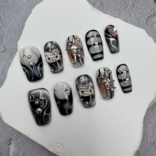 3D Nails/custom press on nails/party press on nails/Flakes for nails/wedding nails gift/Japanese nails/Long nails/Almond nails