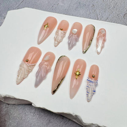3D Nails/custom press on nails/party press on nails/Flakes for nails/wedding nails gift/Japanese nails/Long nails/Almond nails