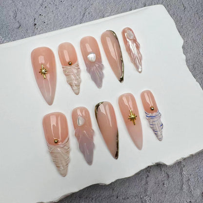 3D Nails/custom press on nails/party press on nails/Flakes for nails/wedding nails gift/Japanese nails/Long nails/Almond nails