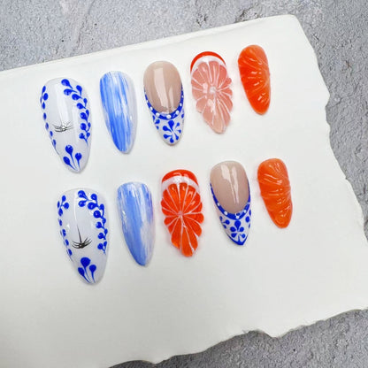 3D Nails/custom press on nails/party press on nails/Flakes for nails/wedding nails gift/Japanese nails/Long nails/Almond nails