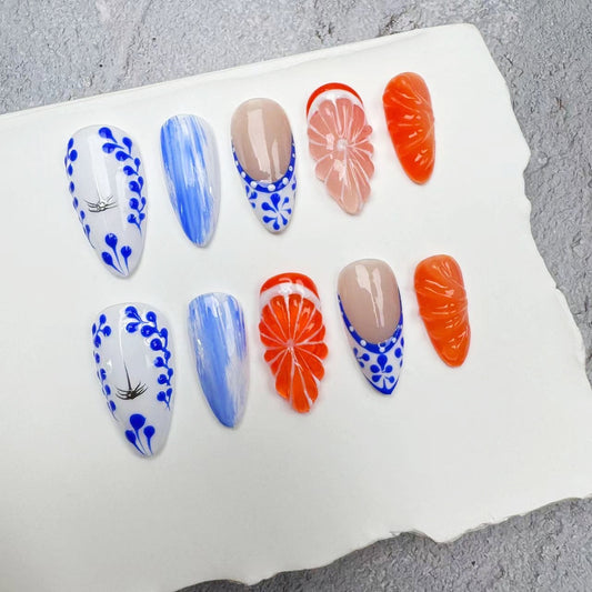 3D Nails/custom press on nails/party press on nails/Flakes for nails/wedding nails gift/Japanese nails/Long nails/Almond nails