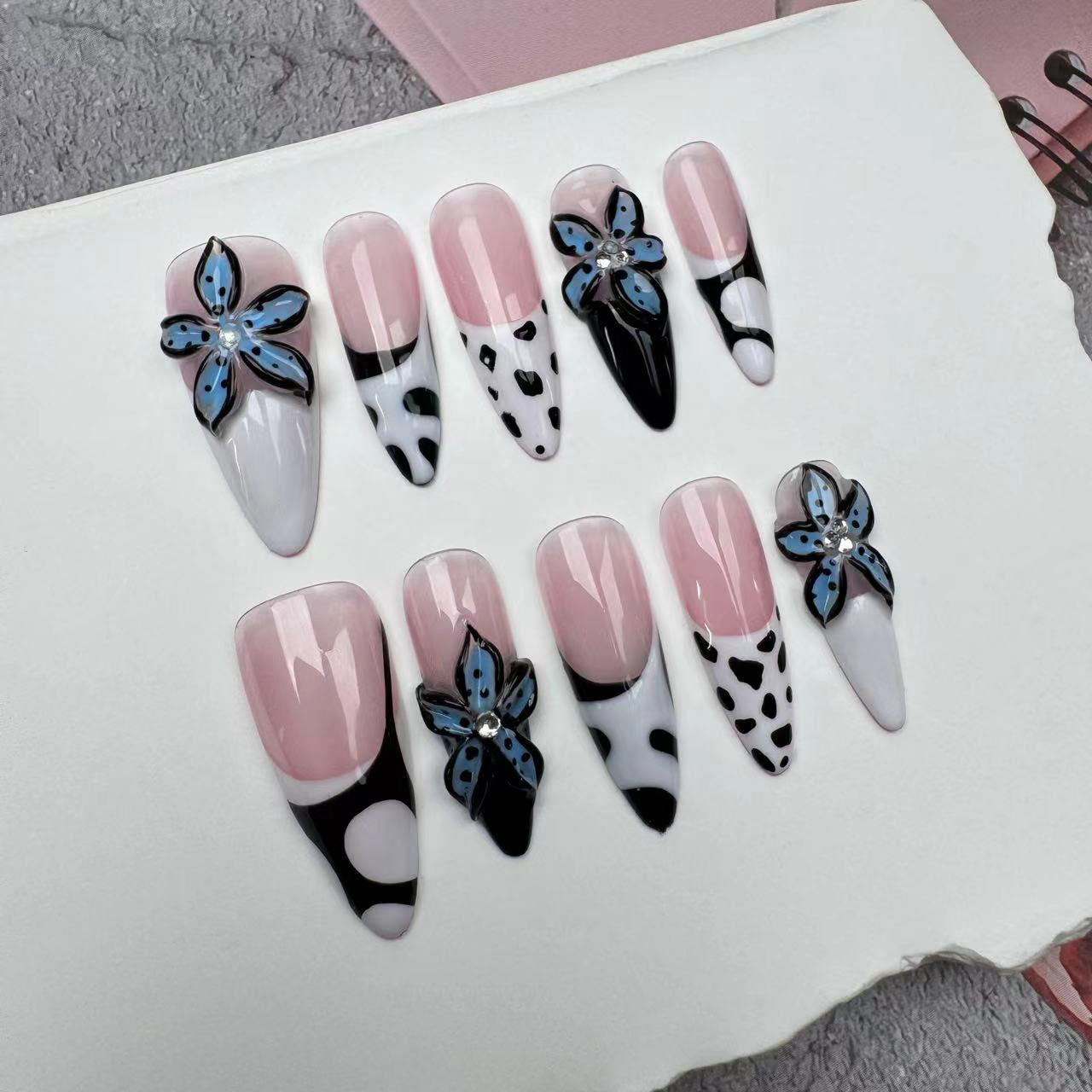 3D Nails/custom press on nails/party press on nails/Flakes for nails/wedding nails gift/Japanese nails/Long nails/Almond nails