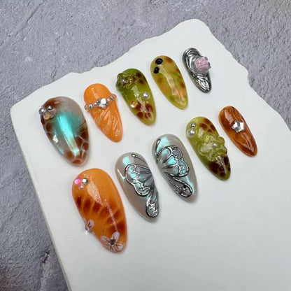 3D Nails/custom press on nails/party press on nails/Flakes for nails/wedding nails gift/Japanese nails/Long nails/Almond nails