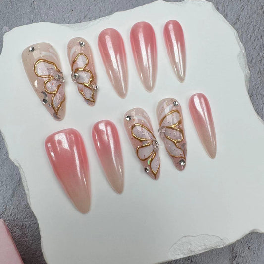 Handmade Nails/custom press on nails/party press on nails/Flakes for nails/wedding nails gift/Japanese nails/Long nails/Almond nails