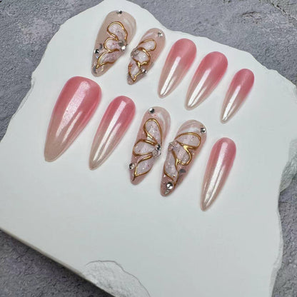 Handmade Nails/custom press on nails/party press on nails/Flakes for nails/wedding nails gift/Japanese nails/Long nails/Almond nails